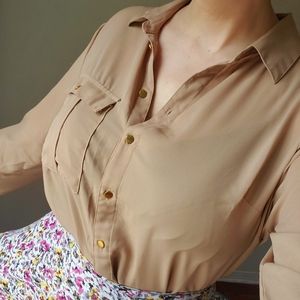 Beige Button Blouse